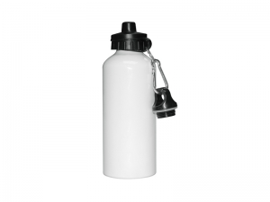 Sublimation 600ml Aluminium Water Bottle with two tops (White)