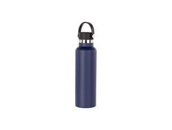 Garrafa Inox 600ml/20oz Coberto em Pó com Tampa de Bambu Fácil de levar   (Azul Escuro)