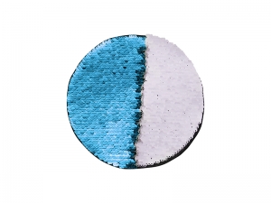 Sublimation Flip Sequins Adhesive (Round, Light Blue W/ White)