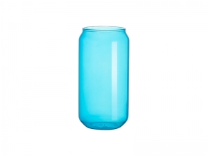 Sublimation Blanks 18oz/550ml Full Color Can Glass Mug with Straw(Blue)