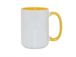 Mug blankc A+ 450 ml avec anse intérieur jaune Sublimation Transfert Thermique