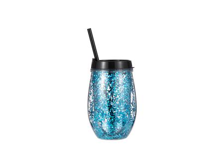 Vaso Plástico Doble Capa 10oz/300ml (Negro con brullos azules)