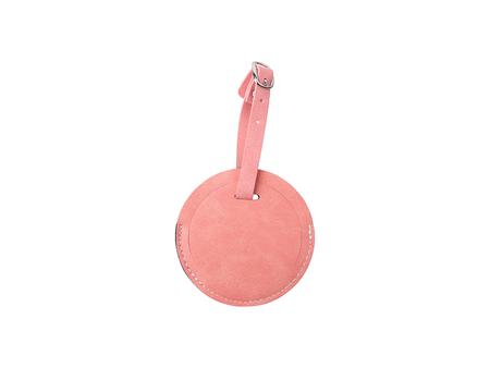 Sublimation Double Side PU Leather Luggage Tag (Pink, Round Shape)
