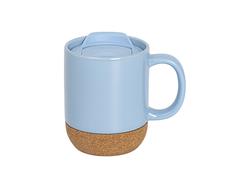 14oz/420ml Ceramic Cork Bottom Coaster Mug-Sky Blue