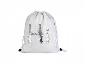 Sublimation Sequin Drawstring Backpack (White/Silver, 36*45cm)