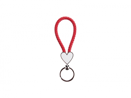 Sublimation Heart Braided Keyring (Red)