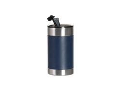 Esfriador de Latas 4x1 Inox e Couro Sintético PU 12oz/350ml para gravagem laser (Azul Escuro/branco)Quantidade mínima 1000uds