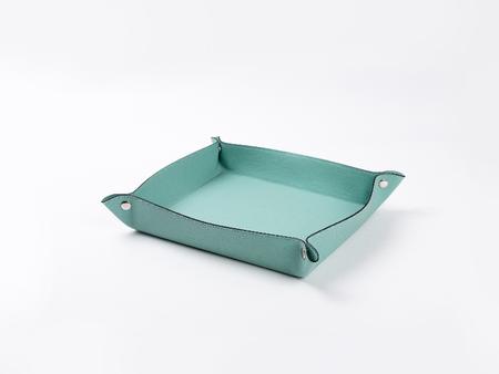 Engraving Leather Tray(Teal/Black, 20*24cm)