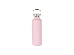 750ml/25oz Powder Coated Portable Lid Stainless Steel Bottle (Pink)