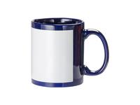 Sublimation 11oz Full Colour Mug with Whtie Patch-Blue