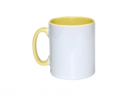 Mug 300 ml avec intérieur et anse jaune Sublimation Transfert Thermique