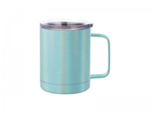 Sublimation 12oz/360ml Glitter Sparkling Stainless Steel Coffee Cup (Light Blue)