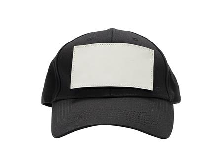 Cotton Cap with 2.5"*4.5" White Rectangular Sub PU Leather Patch (Black)
