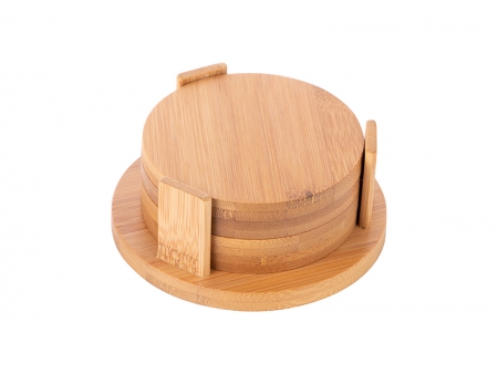 4pcs Round Bamboo Coaster Set (9.5cm)