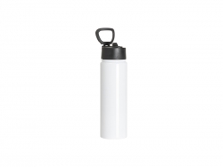 Sublimation 30oz/900ml Stainless Steel Water Bottle w/ Black Straw Lid(White, Double Wall)