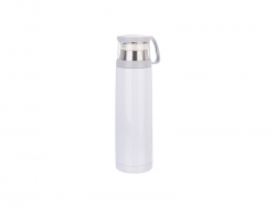 Sublimation 17oz/500ml Stainless Steel Flask w/ Clear Cup Cap (White) MOQ:2000