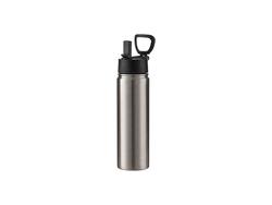 Garrafa de Água Inox com Bocal e Asa Rotatória 22oz/650ml (Prateado)