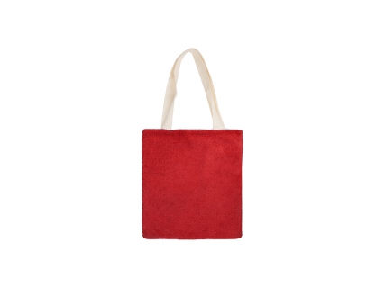 Sublimation Blended Plush Tote Bag (White w/ Red, 34*37cm)
