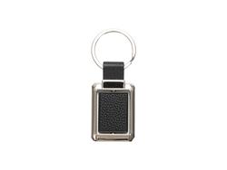 Engraving Blanks Metal  Rotatable Keyring  w/ Engravable Leather (Rect, Black)