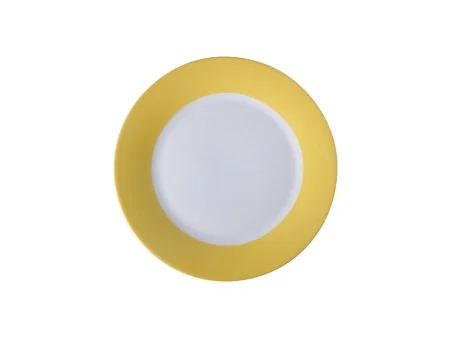 MR.R Set of 2 Sublimation Blanks White Ceramic Gold Rim Plate with Stand,Porcelain Plates, 8 inch Round Dessert or Salad Plate, Lead-Free, Safe in