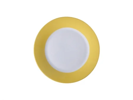 Sublimation 8&quot; Rim Plate w/ Yellow Edge