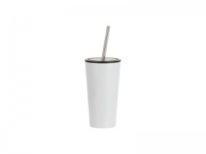 Sublimation 16oz/480ml Stainless Steel Tumbler w/ Straw (White)