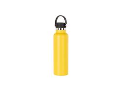 Garrafa Inox 600ml/20oz Coberto em Pó com Tampa de Bambu Fácil de levar   (Amarelo)