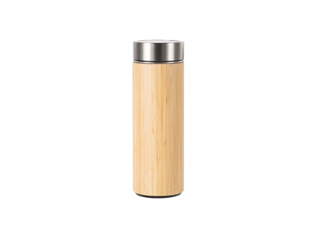 420ml/14oz Bamboo Flask Thermal Cup with Plastic Base