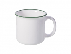 Caneca Esmalte Cerâmica 10oz/300ml (Borda verde)