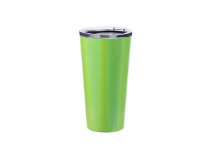 Sublimation 16oz/480ml Glitter Sparkling Stainless Steel Tumbler w/ Lid (Green)