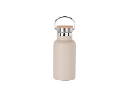 350ml/12oz Portable Bamboo Lid Powder Coated Stainless Steel Bottle (Light Grey)