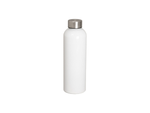 22oz/700ml Sublimation Blanks Aluminum Sport Bottle with Silver Cap (White)