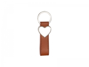 Sublimation Strip PU Key Chain(Heart, Brown)