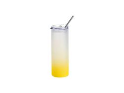 Botella de Cristal Skinny 25oz/750ml con pajita y tapa de plástico (Escarchado, Degradado Amarillo)