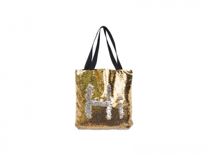 Sublimation Sequin Double Layer Tote Bag (Gold/Silver, 35*38cm)