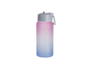 Sublimation 25oz/750ml Frosted Glass Sports Bottle w/ Grey Straw Lid (Gradient Color Pink &amp; Blue)