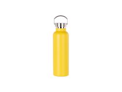 750ml/25oz Powder Coated Portable Lid Stainless Steel Bottle (Yellow)