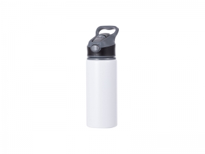 22oz/650ml Sublimation Blanks Alu Water Bottle with Color Cap (White)