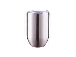 Vaso de Vino Recto sin Tallo Acero Inoxidable 12oz/360ml (Plateado)