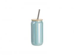 Vaso de Cristal en Forma de lata Efecto Brillante 18oz/550ml (Azul Celeste)