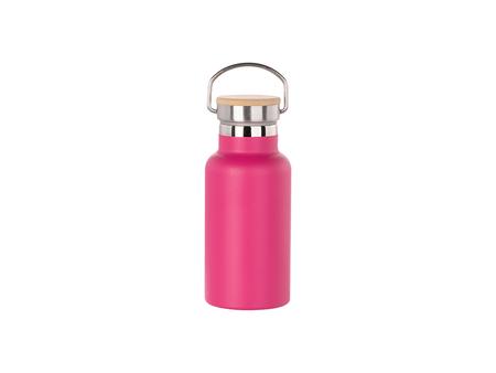 350ml/12oz Portable Bamboo Lid Powder Coated Stainless Steel Bottle (Purple Red)