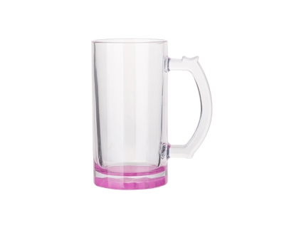 16oz Sublimation Clear Glass Beer Mug (Purple Red Bottom)