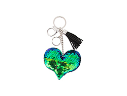 Porta-Chaves coração Lentejoulas com borda (Azul-Verde)