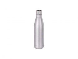 Sublimation 17oz/500ml Glitter Stainless Steel Cola Shaped Bottle(Silver)