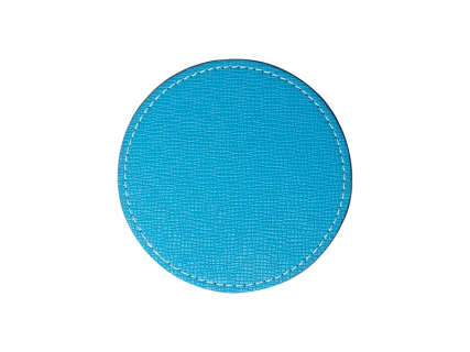 PU Leather Round Mug Coaster (Φ9.5cm,Light Blue)