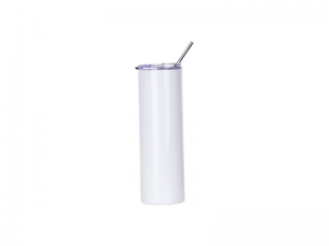 Sublimation 30oz/900ml Stainless Steel Skinny Tumbler w/ Straw &amp; Lid (White)