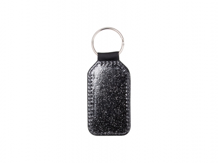 Sublimation Glitter PU Leather Key Chain(Barrel, Black)