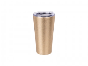 Sublimation 16oz/480ml Glitter Stainless Steel Tumbler w/ Lid (Gold)