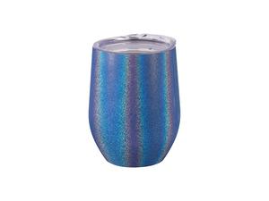 Sublimation 12OZ/360ml Glitter Sparkling Stainless Steel Stemless Cup(Dark Blue)