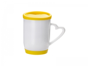 Sublimation 12oz/360ml Ceramic Mug w/ Silicon Lid and Base (Yellow)